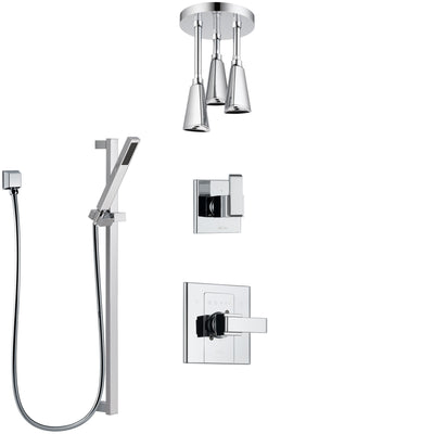 Delta Arzo Chrome Finish Shower System with Control Handle, 3-Setting Diverter, Ceiling Mount Showerhead, and Hand Shower with Slidebar SS14864