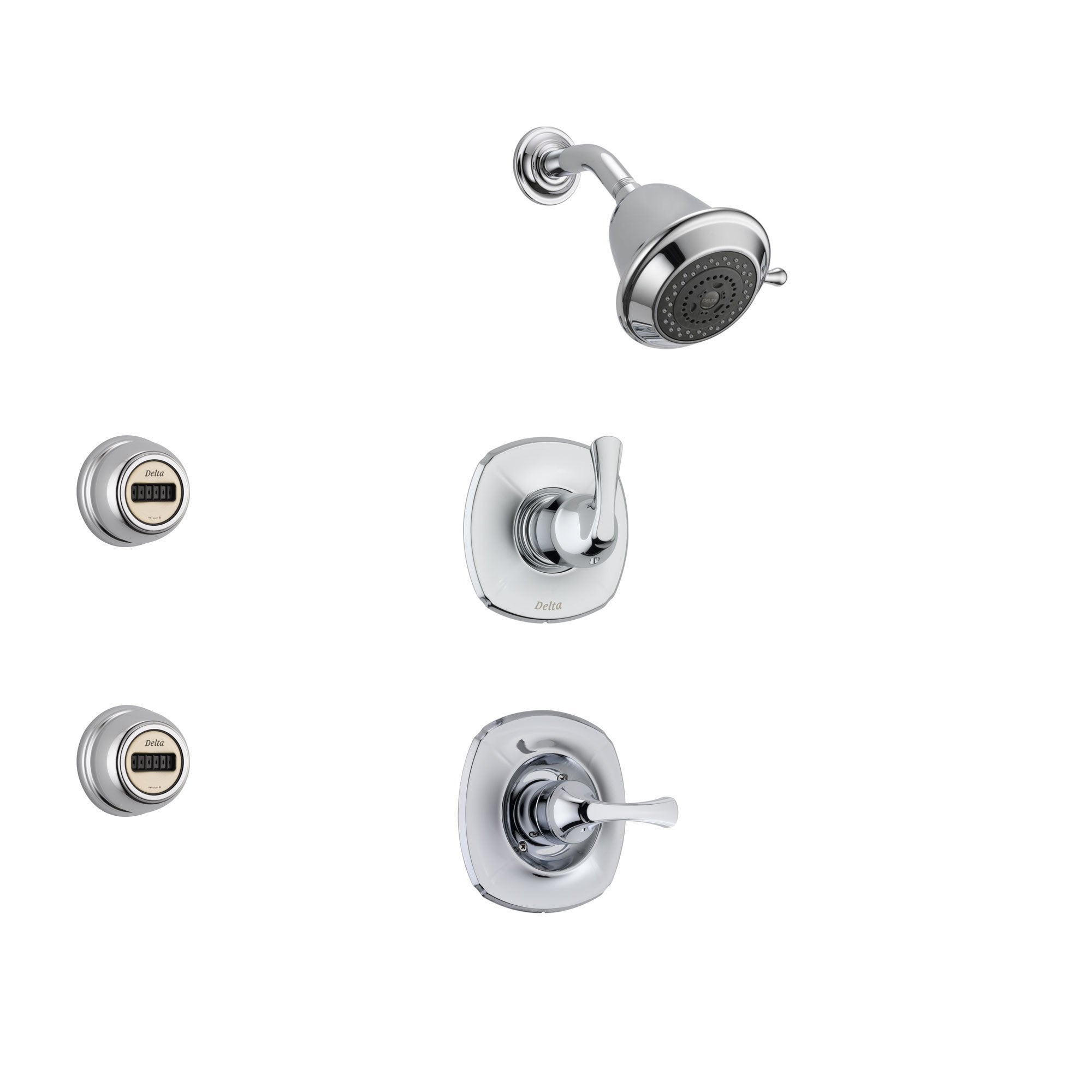 Delta Addison Chrome Shower System with Normal Shower Handle, 3-setting Diverter, Showerhead, and 2 Body Sprays SS149285