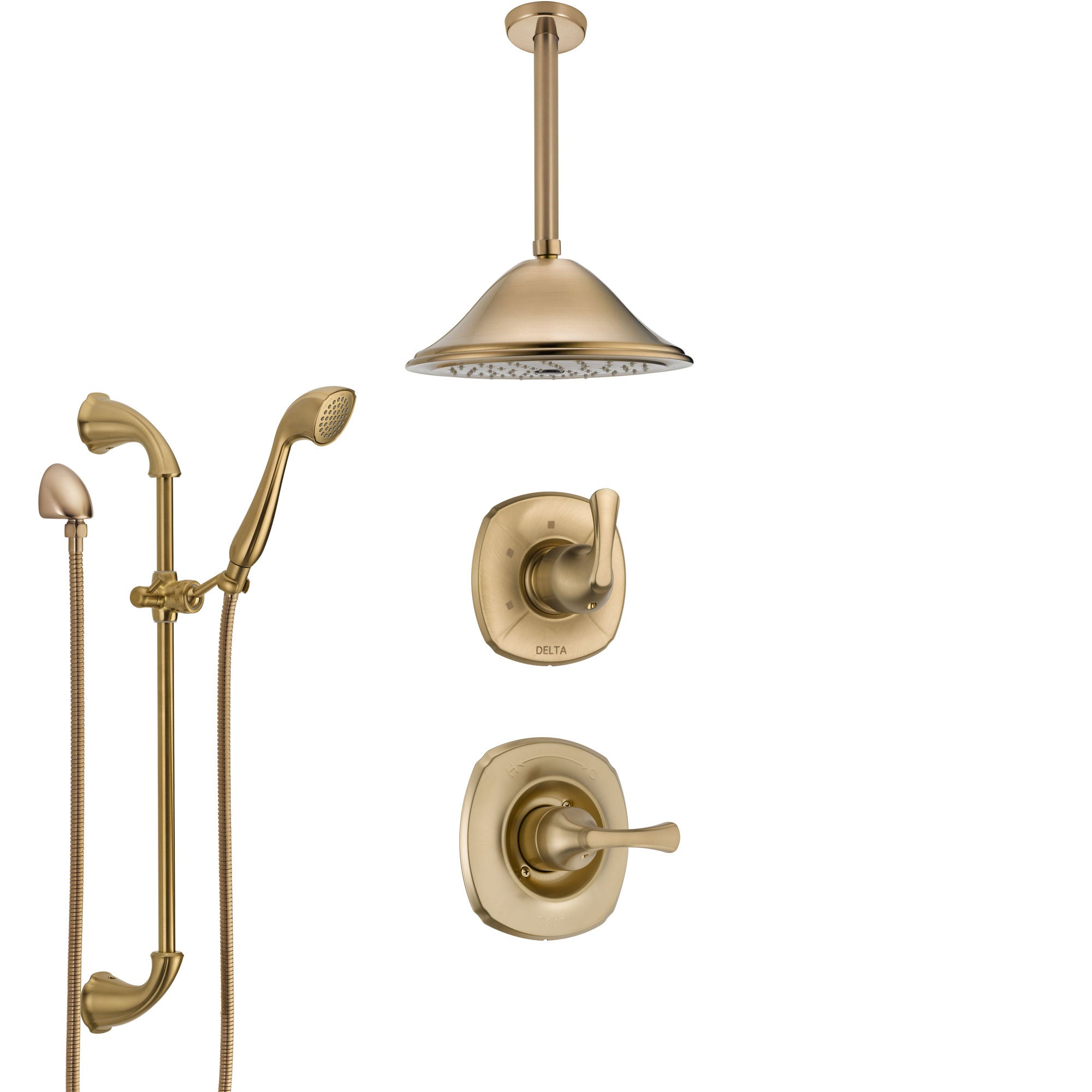 Delta Addison Champagne Bronze Shower System With Control Handle Dive   SS1492CZ3 