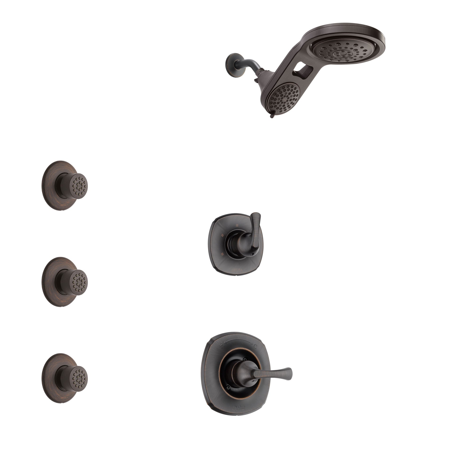 Delta Addison Venetian Bronze Finish Shower System with Control Handle, 3-Setting Diverter, Dual Showerhead, and 3 Body Sprays SS1492RB7
