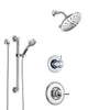 Delta Linden Chrome Finish Shower System with Control Handle, 3-Setting Diverter, Showerhead, and Hand Shower with Grab Bar SS14934