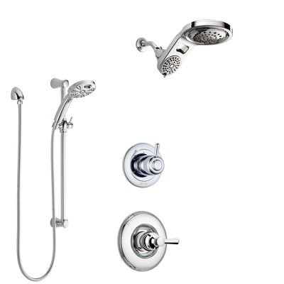 Delta Linden Chrome Finish Shower System with Control Handle, 3-Setting Diverter, Dual Showerhead, and Temp2O Hand Shower with Slidebar SS14937
