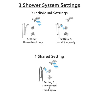 Delta Linden Chrome Finish Shower System with Control Handle, 3-Setting Diverter, Dual Showerhead, and Hand Shower with Grab Bar SS14943