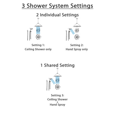 Delta Linden Chrome Shower System with Normal Shower Handle, 3-setting Diverter, Large Ceiling Mount Rain Showerhead, and Handheld Shower SS149482