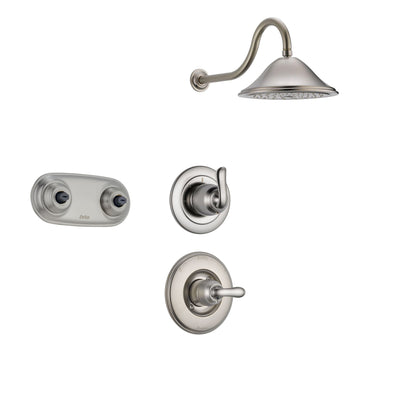 Delta Linden Stainless Steel Shower System with Normal Shower Handle, 3-setting Diverter, Large Rain Showerhead, and Dual Body Spray Shower Plate SS149484SS