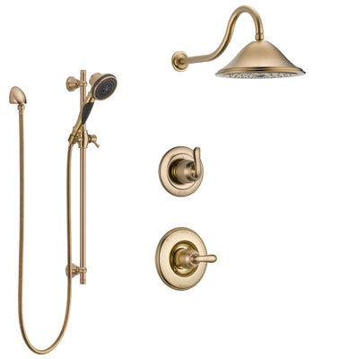 Delta Linden Champagne Bronze Finish Shower System with Control Handle, 3-Setting Diverter, Showerhead, and Hand Shower with Slidebar SS1494CZ1
