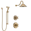 Delta Cassidy Champagne Bronze Finish Shower System with Control Handle, 3-Setting Diverter, Showerhead, and Hand Shower with Slidebar SS14971CZ3