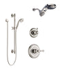Delta Cassidy Polished Nickel Finish Shower System with Control Handle, 3-Setting Diverter, Dual Showerhead, and Hand Shower with Slidebar SS14972PN1