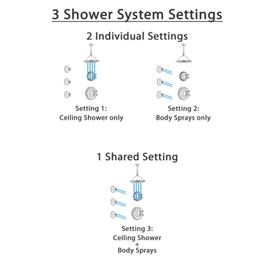 Delta Cassidy Stainless Steel Finish Shower System with Control Handle, 3-Setting Diverter, Ceiling Mount Showerhead, and 3 Body Sprays SS14972SS6