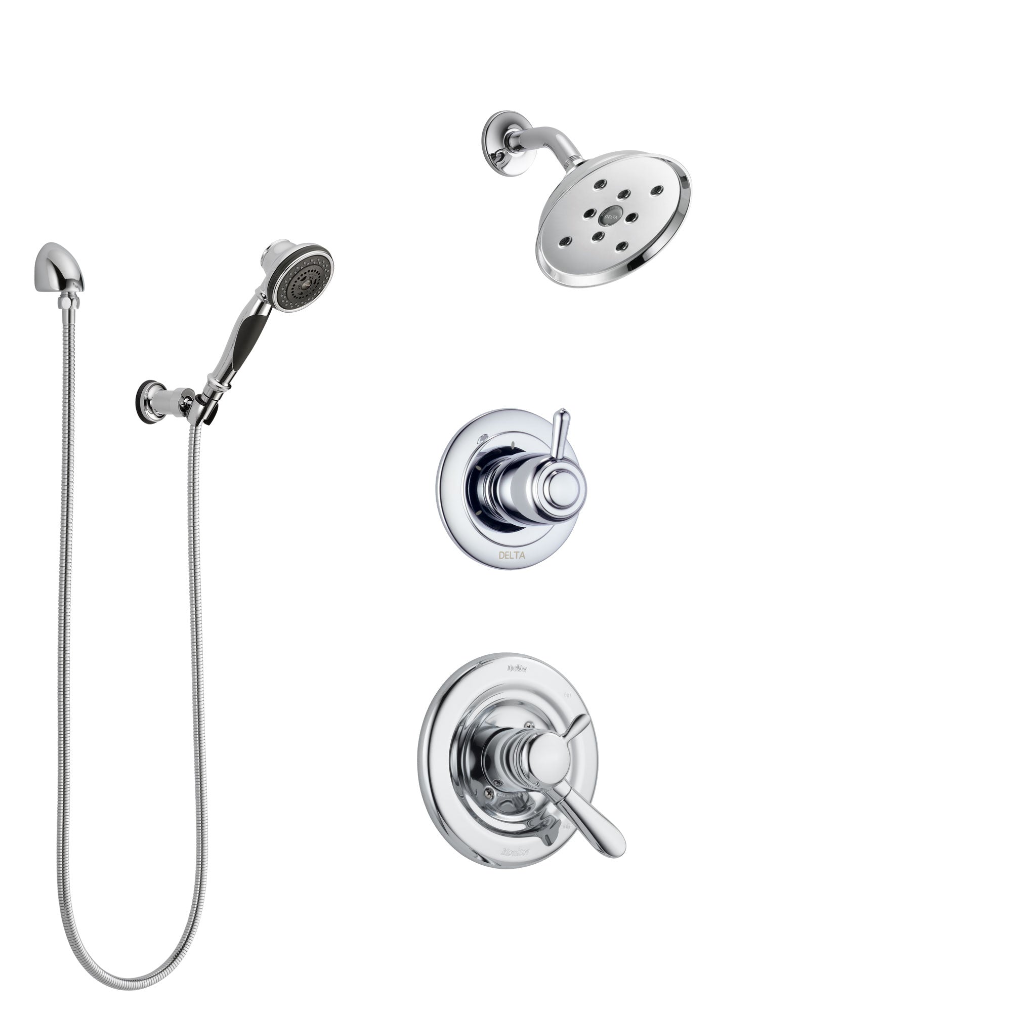 Delta Lahara Chrome Finish Shower System with Dual Control Handle, 3-Setting Diverter, Showerhead, and Hand Shower with Wall Bracket SS172383