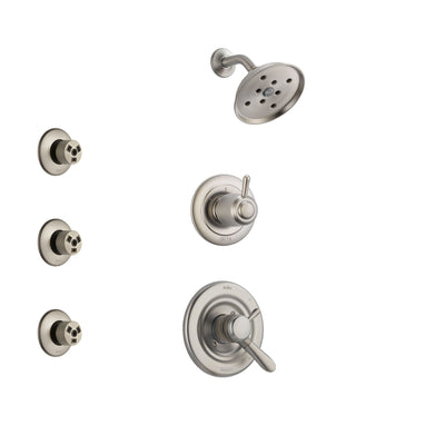 Delta Lahara Stainless Steel Finish Shower System with Dual Control Handle, 3-Setting Diverter, Showerhead, and 3 Body Sprays SS17238SS1