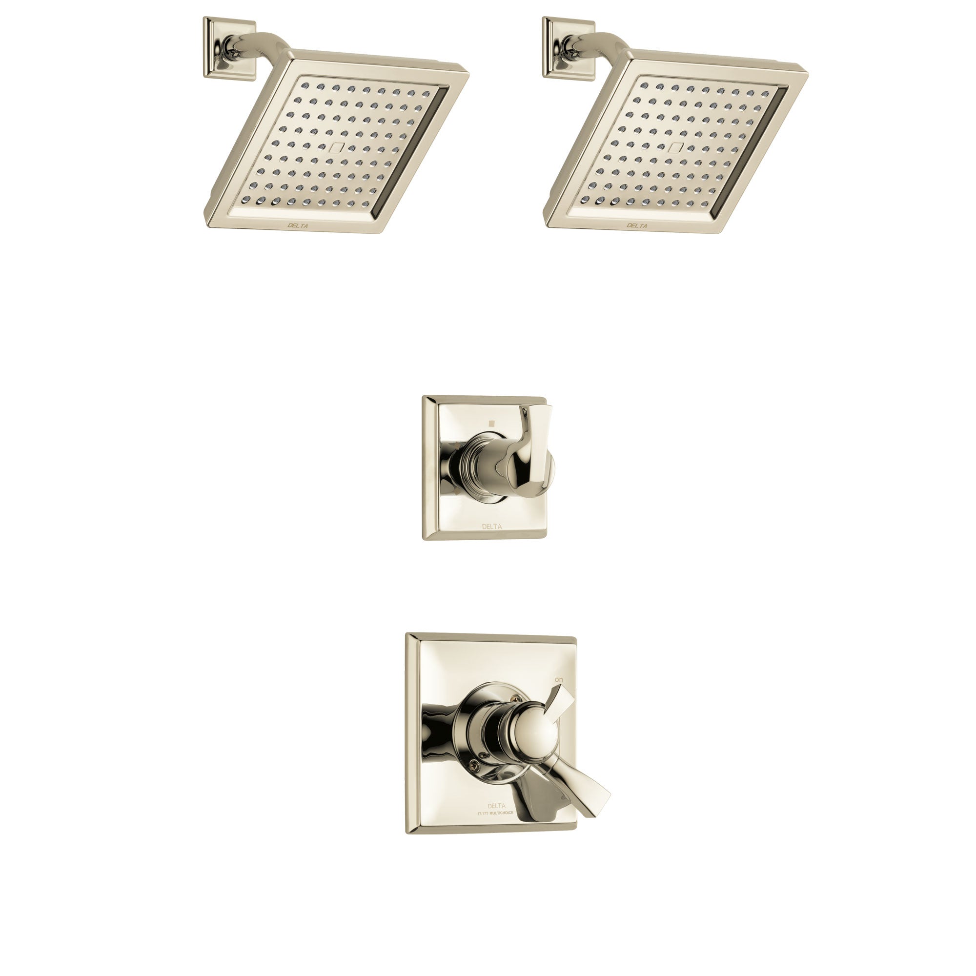 Delta Dryden Polished Nickel Finish Shower System with Dual Control Handle, 3-Setting Diverter, 2 Showerheads SS172511PN4