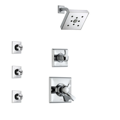 Delta Dryden Chrome Finish Shower System with Dual Control Handle, 3-Setting Diverter, Showerhead, and 3 Body Sprays SS1725122