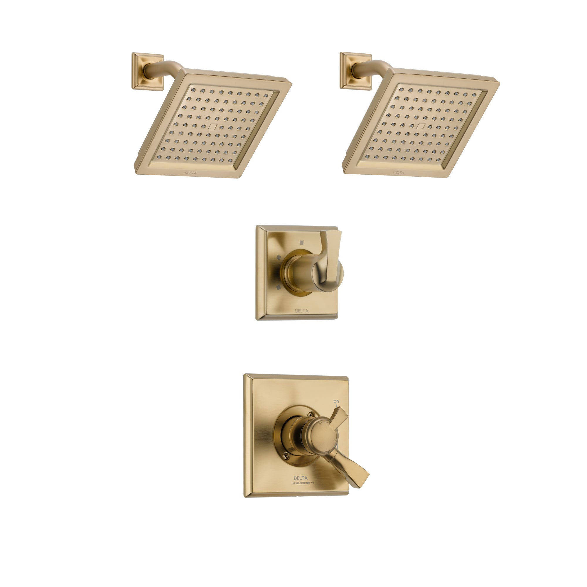 Delta Dryden Champagne Bronze Finish Shower System with Dual Control Handle, 3-Setting Diverter, 2 Showerheads SS17251CZ4