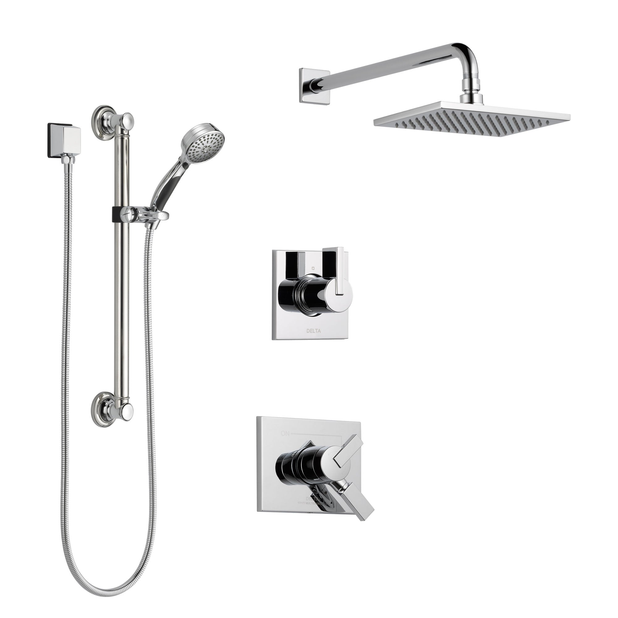 Delta Vero Chrome Finish Shower System with Dual Control Handle, 3-Setting Diverter, Showerhead, and Hand Shower with Grab Bar SS1725313