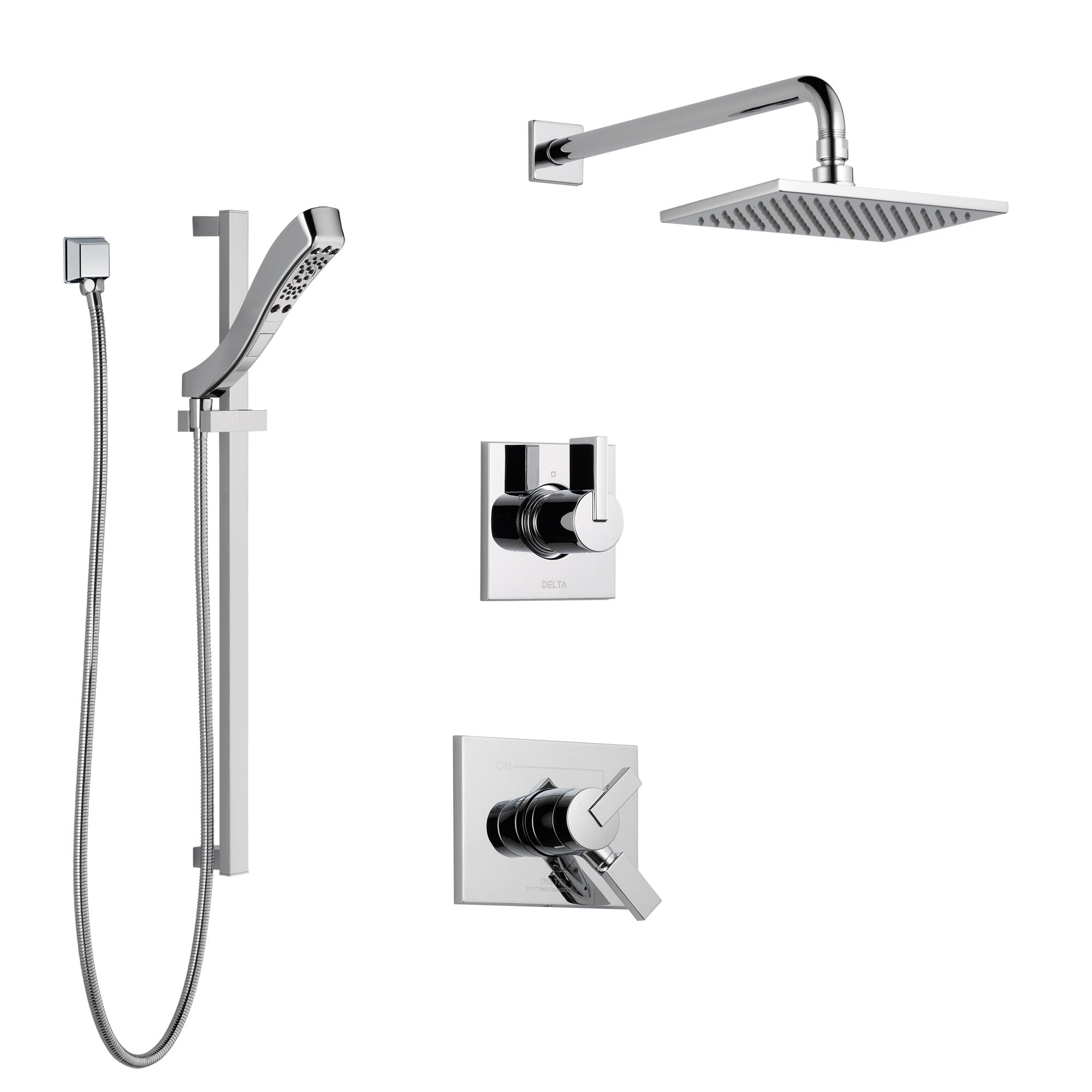 Delta Vero Chrome Finish Shower System with Dual Control Handle, 3-Setting Diverter, Showerhead, and Hand Shower with Slidebar SS1725315