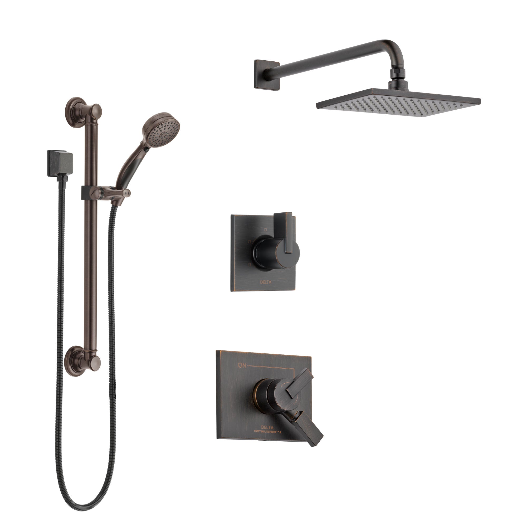 Delta Vero Venetian Bronze Finish Shower System with Dual Control Handle, 3-Setting Diverter, Showerhead, and Hand Shower with Grab Bar SS172531RB3