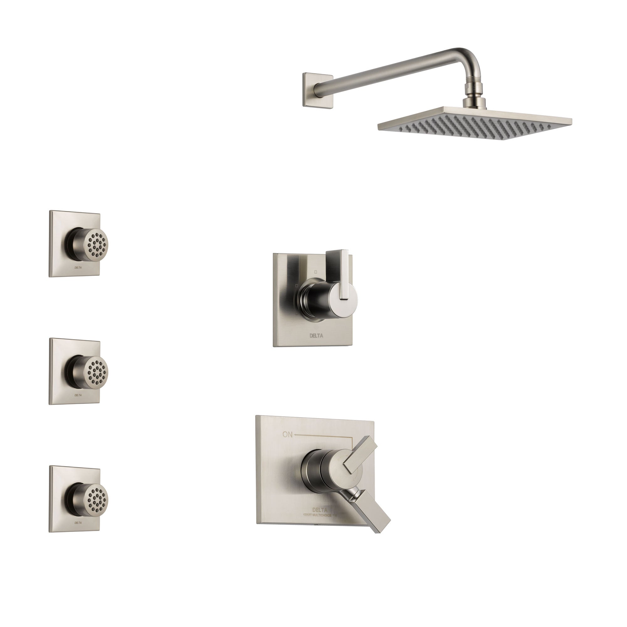 Delta Vero Stainless Steel Finish Shower System with Dual Control Handle, 3-Setting Diverter, Showerhead, and 3 Body Sprays SS172531SS2