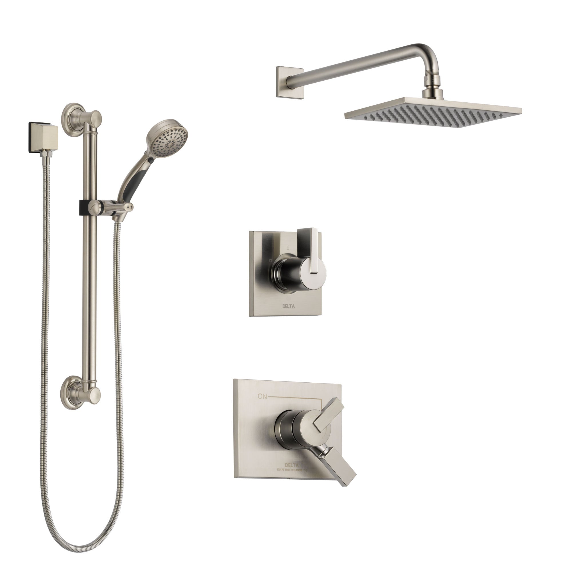Delta Vero Stainless Steel Finish Shower System with Dual Control Handle, 3-Setting Diverter, Showerhead, and Hand Shower with Grab Bar SS172531SS3