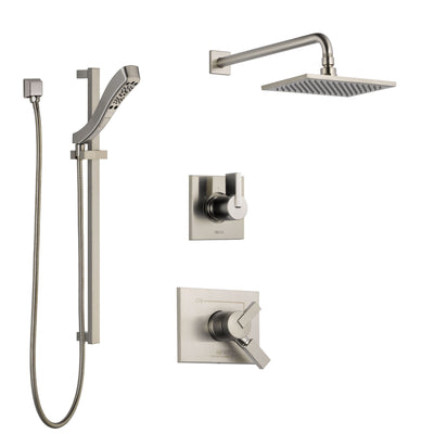 Delta Vero Stainless Steel Finish Shower System with Dual Control Handle, 3-Setting Diverter, Showerhead, and Hand Shower with Slidebar SS172531SS6