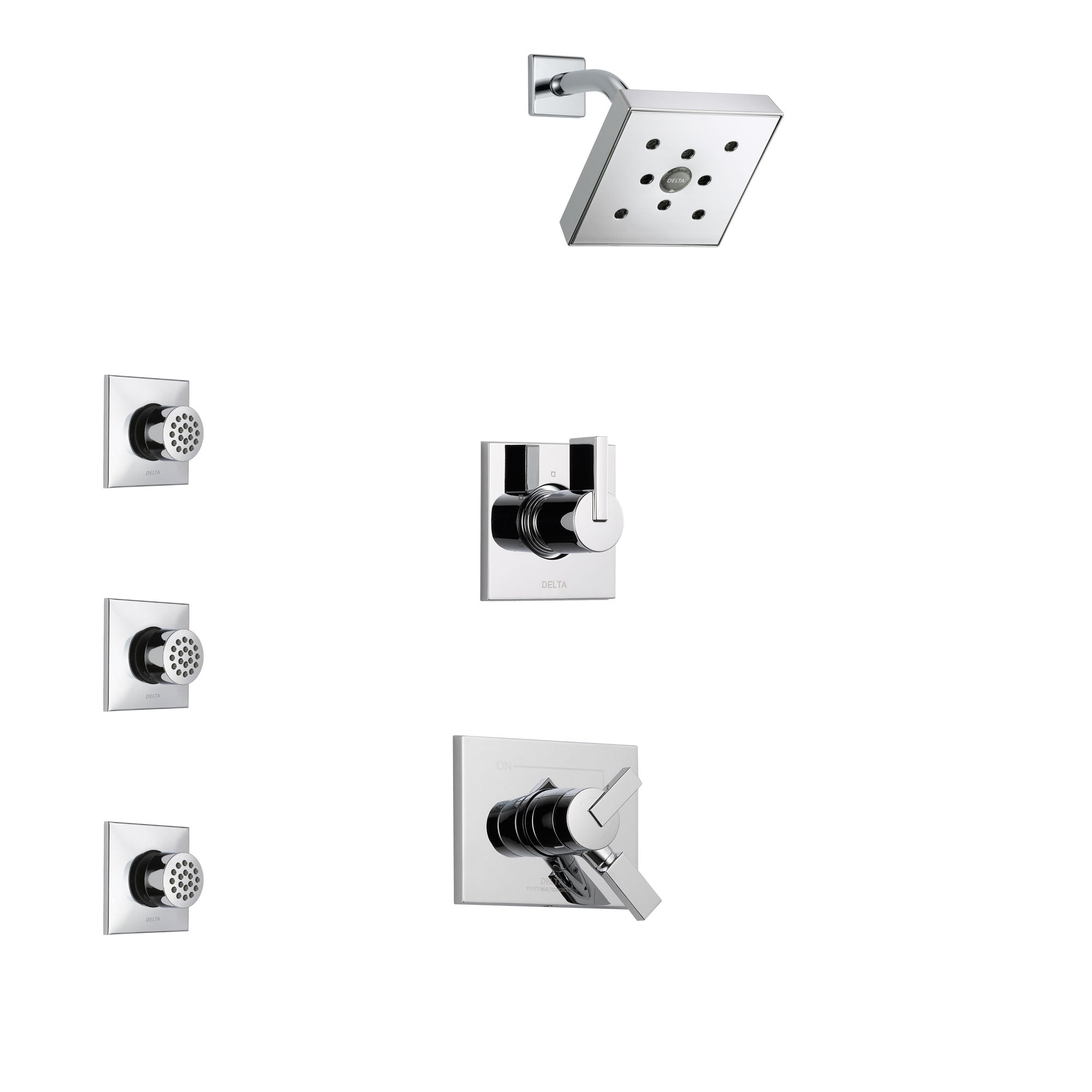 Delta Vero Chrome Finish Shower System with Dual Control Handle, 3-Setting Diverter, Showerhead, and 3 Body Sprays SS1725321