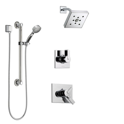 Delta Vero Chrome Finish Shower System with Dual Control Handle, 3-Setting Diverter, Showerhead, and Hand Shower with Grab Bar SS1725323