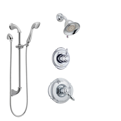Delta Victorian Chrome Finish Shower System with Dual Control Handle, 3-Setting Diverter, Showerhead, and Hand Shower with Slidebar SS1725514