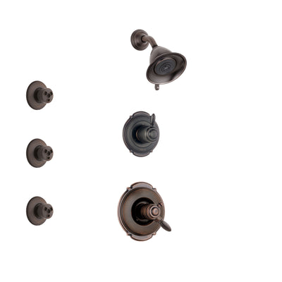 Delta Victorian Venetian Bronze Finish Shower System with Dual Control Handle, 3-Setting Diverter, Showerhead, and 3 Body Sprays SS172551RB2