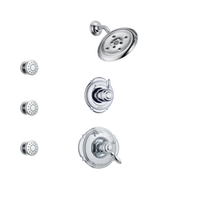 Delta Victorian Chrome Finish Shower System with Dual Control Handle, 3-Setting Diverter, Showerhead, and 3 Body Sprays SS1725521