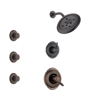 Delta Victorian Venetian Bronze Finish Shower System with Dual Control Handle, 3-Setting Diverter, Showerhead, and 3 Body Sprays SS172552RB1