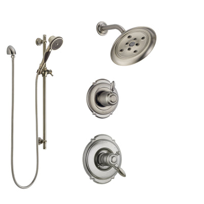 Delta Victorian Stainless Steel Finish Shower System with Dual Control Handle, Diverter, Showerhead, and Hand Shower with Slidebar SS172552SS5
