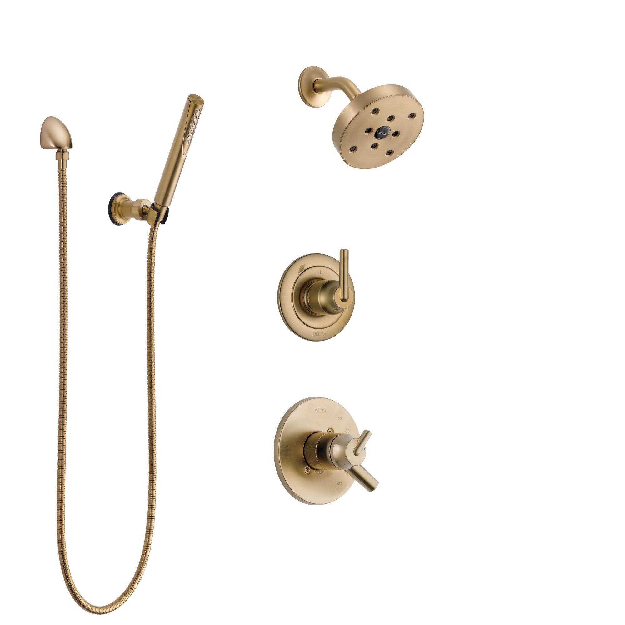 Delta Trinsic Champagne Bronze Shower System with Dual Control Handle, 3-Setting Diverter, Showerhead, and Hand Shower with Wall Bracket SS17259CZ3