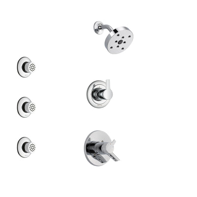 Delta Compel Chrome Finish Shower System with Dual Control Handle, 3-Setting Diverter, Showerhead, and 3 Body Sprays SS172611