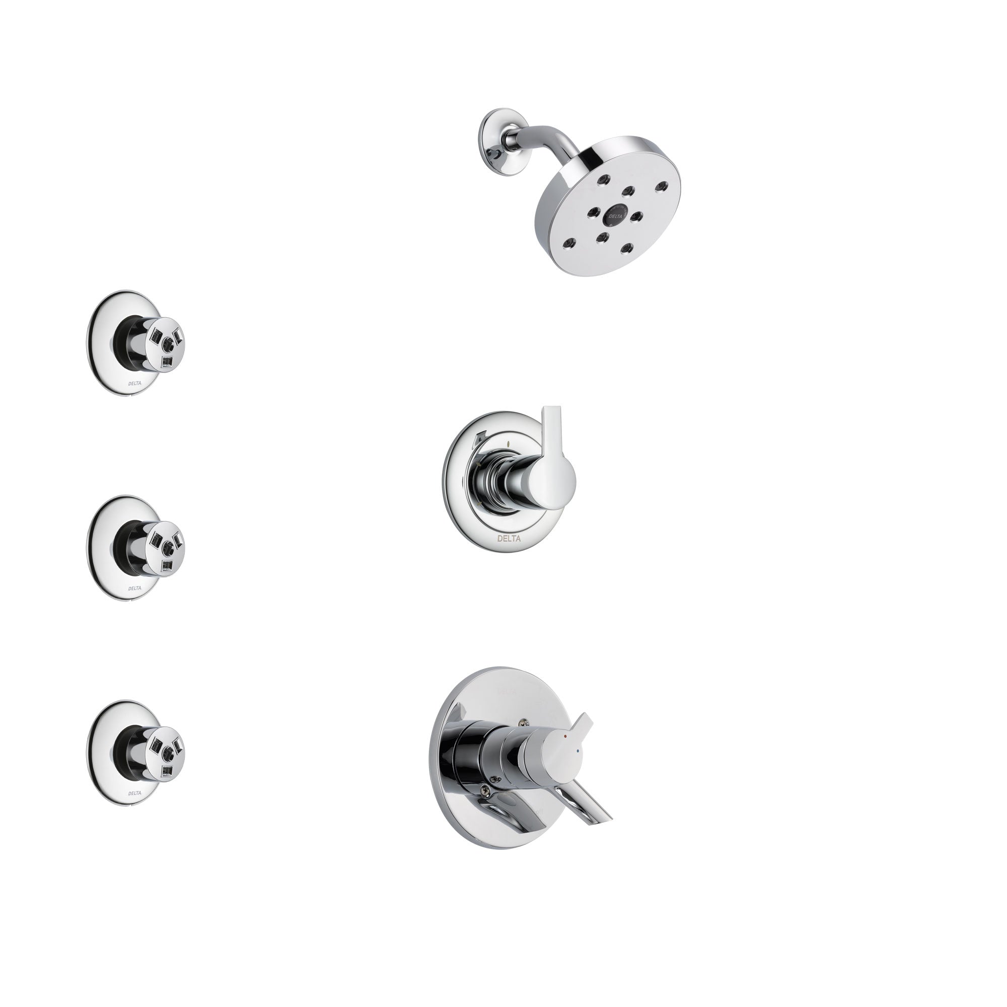 Delta Compel Chrome Finish Shower System with Dual Control Handle, 3-Setting Diverter, Showerhead, and 3 Body Sprays SS172612