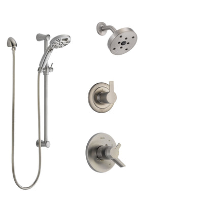 Delta Compel Stainless Steel Finish Shower System with Dual Control, 3-Setting Diverter, Showerhead, and Temp2O Hand Shower with Slidebar SS17261SS4