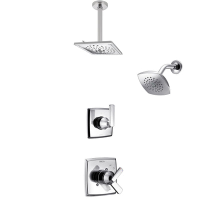 Delta Ashlyn Chrome Finish Shower System with Dual Control Handle, 3-Setting Diverter, Showerhead, and Ceiling Mount Showerhead SS172643
