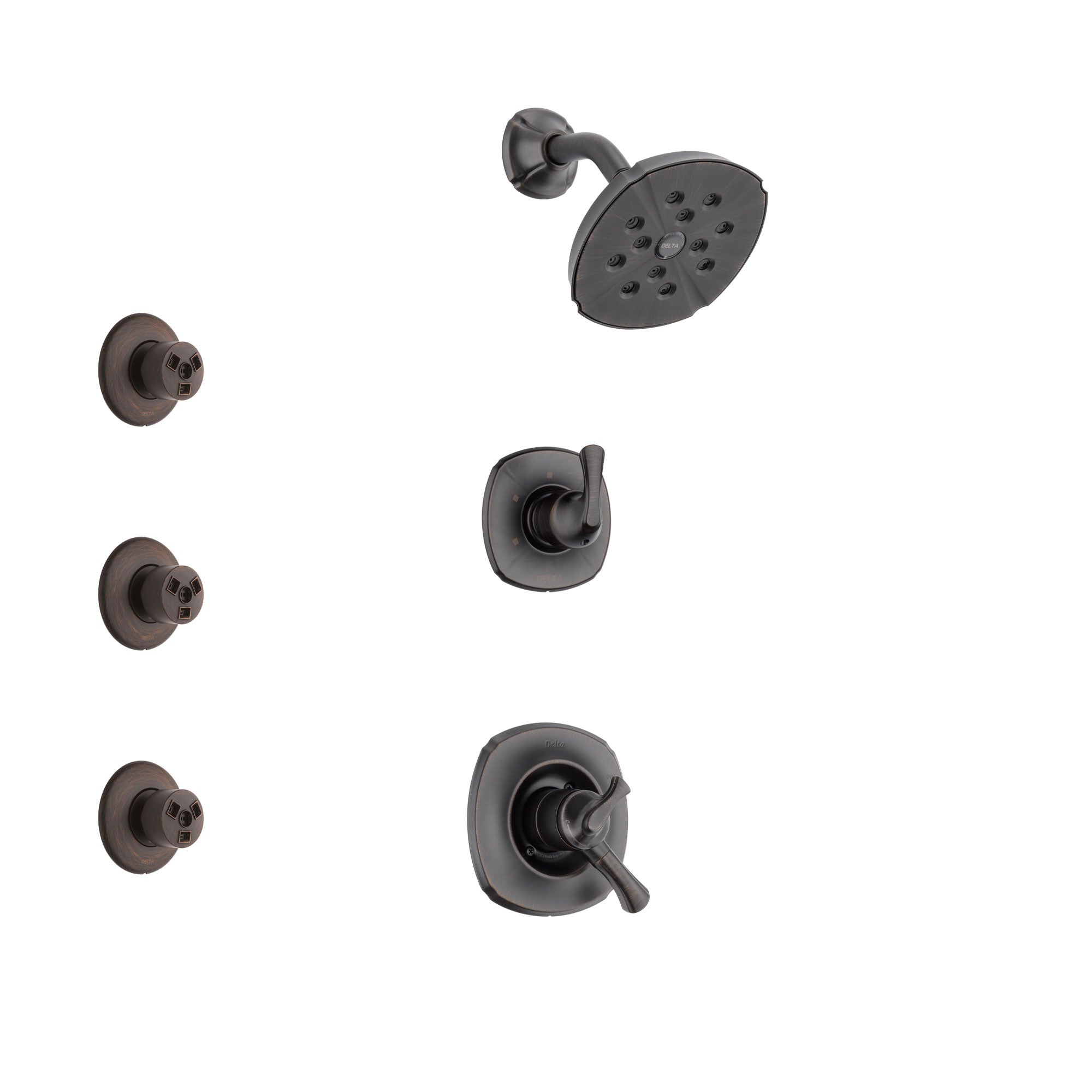 Delta Addison Venetian Bronze Finish Shower System with Dual Control Handle, 3-Setting Diverter, Showerhead, and 3 Body Sprays SS17292RB2