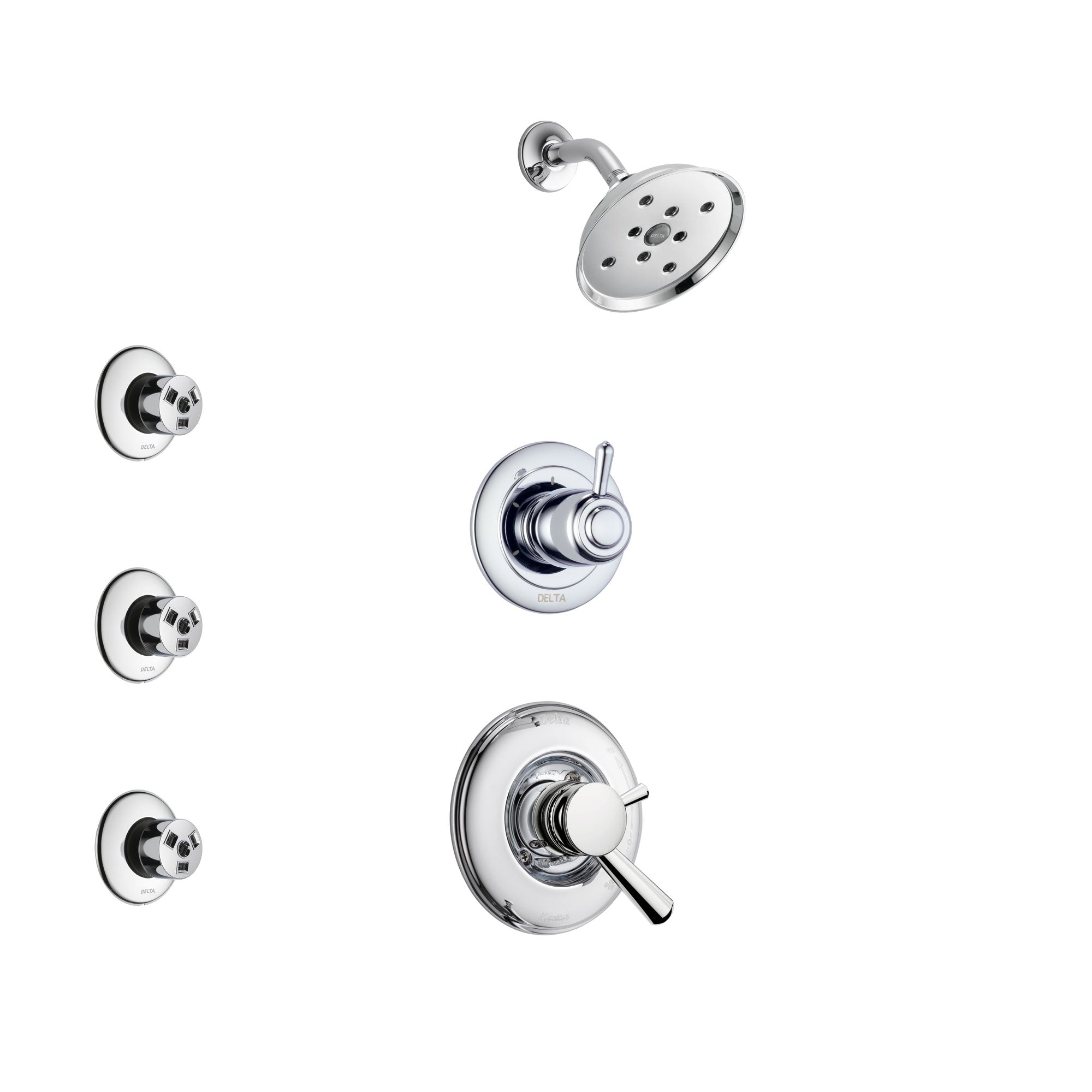 Delta Linden Chrome Finish Shower System with Dual Control Handle, 3-Setting Diverter, Showerhead, and 3 Body Sprays SS172932