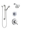 Delta Linden Chrome Finish Shower System with Dual Control Handle, 3-Setting Diverter, Showerhead, and Hand Shower with Grab Bar SS172934