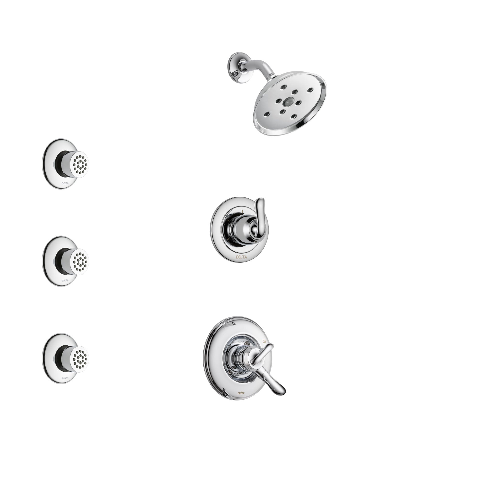 Delta Linden Chrome Finish Shower System with Dual Control Handle, 3-Setting Diverter, Showerhead, and 3 Body Sprays SS172941