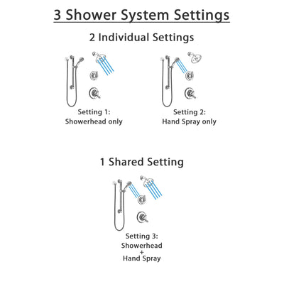 Delta Linden Chrome Finish Shower System with Dual Control Handle, 3-Setting Diverter, Showerhead, and Hand Shower with Grab Bar SS172944