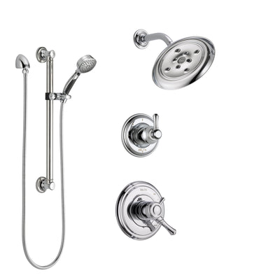 Delta Cassidy Chrome Finish Shower System with Dual Control Handle, 3-Setting Diverter, Showerhead, and Hand Shower with Grab Bar SS172973