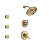 Delta Cassidy Champagne Bronze Finish Shower System with Dual Control Handle, 3-Setting Diverter, Showerhead, and 3 Body Sprays SS17297CZ1