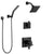 Delta Pivotal Matte Black Finish Modern Dual Control Shower System with Diverter, Wall Mount Showerhead, and Hand Shower SS172993BL4