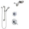Delta Lahara Chrome Finish Shower System with Dual Control Handle, 3-Setting Diverter, Dual Showerhead, and Hand Shower with Grab Bar SS17383