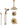 Delta Lahara Champagne Bronze Shower System with Dual Control Shower Handle, 3-setting Diverter, Large Ceiling Mount Showerhead, and Handheld Shower SS173882CZ
