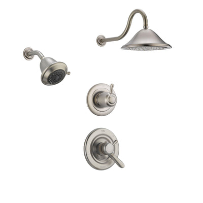 Delta Lahara Stainless Steel Shower System with Dual Control Shower Handle, 3-setting Diverter, Large Rain Showerhead, and Smaller Wall Mount Showerhead SS173883SS
