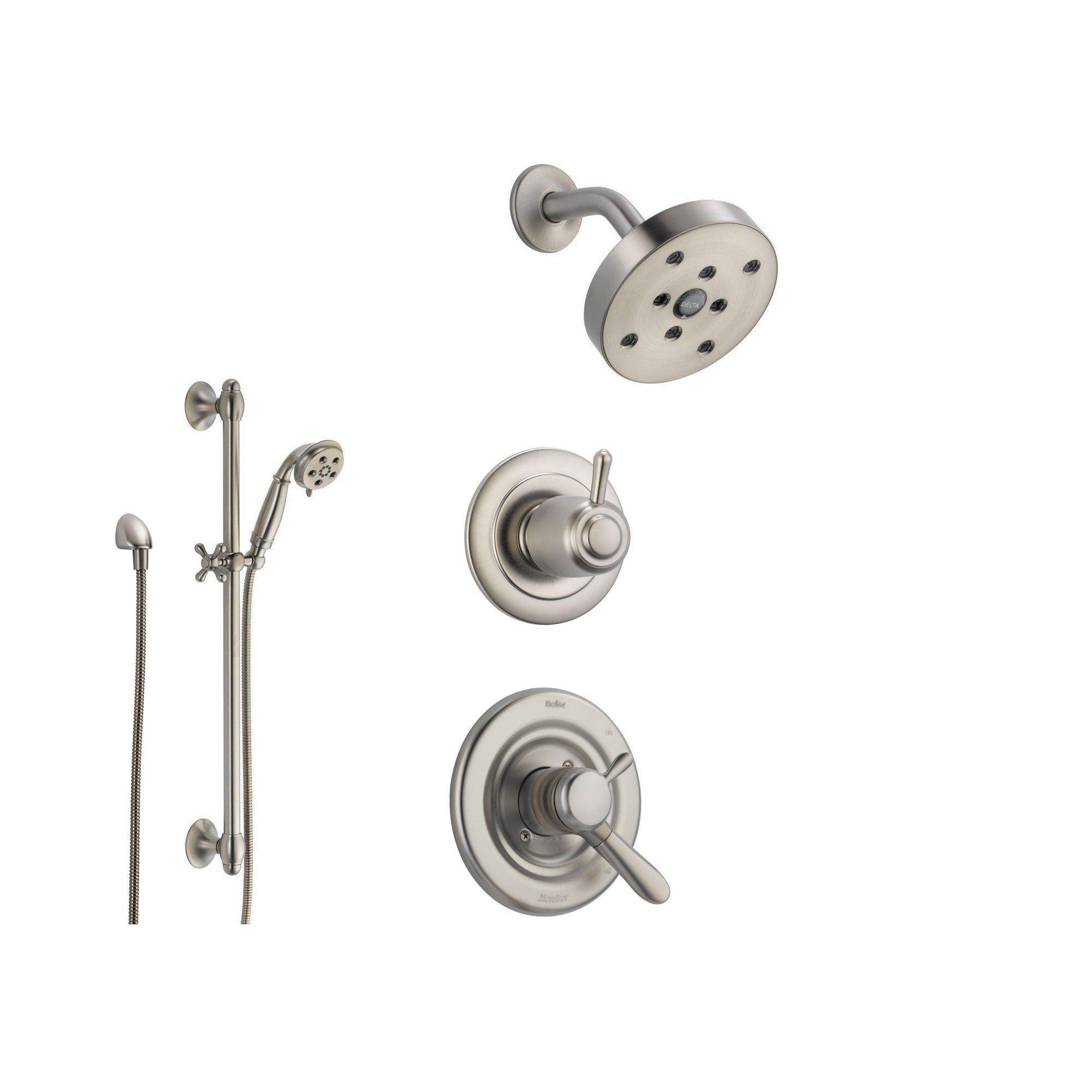 Delta Lahara Stainless Steel Shower System with Dual Control Shower Handle, 3-setting Diverter, Modern Round Showerhead, and Handheld Shower SS173885SS