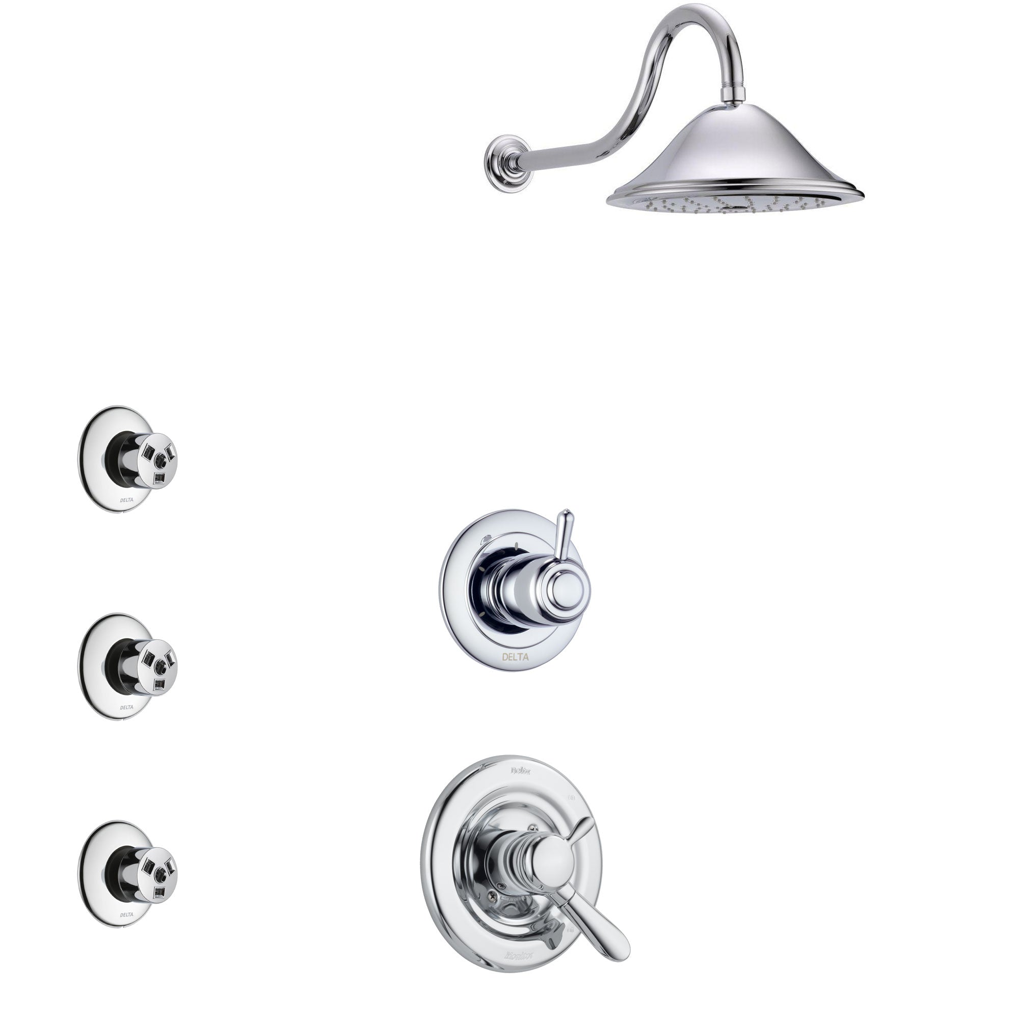 Delta Lahara Chrome Finish Shower System with Dual Control Handle, 3-Setting Diverter, Showerhead, and 3 Body Sprays SS17388