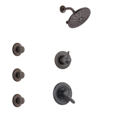 Delta Lahara Venetian Bronze Finish Shower System with Dual Control Handle, 3-Setting Diverter, Showerhead, and 3 Body Sprays SS1738RB3